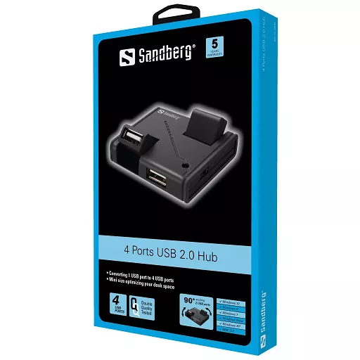 Hub USB 2.0 Sandberg 4 Porturi Negru - Conectează Multiple Periferice Rapid și Ușor [2]