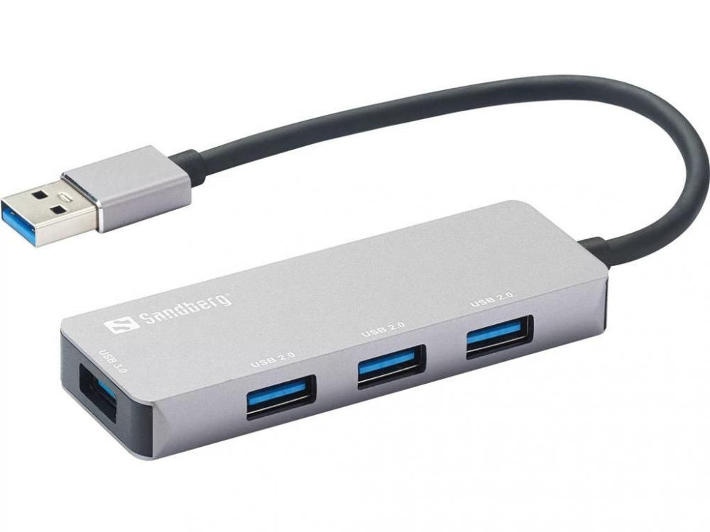 Hub USB 3.0 cu 3 porturi USB 2.0, aluminiu Sandberg, conectare rapidă și plug & play [1]