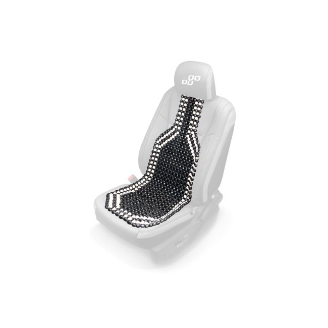 Husă auto cu bile de masaj din lemn, negru cu alb – Dimensiuni 128x38 cm pentru confort și relaxare [3]