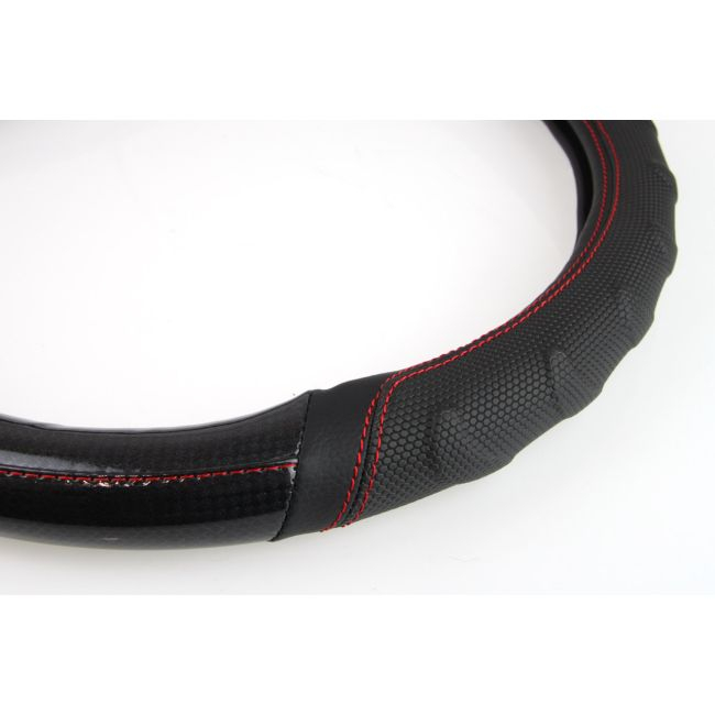 Husă volan Waves cu cusătură roșie SWC-21-M, 37-39cm – Design modern și confort sporit [2]