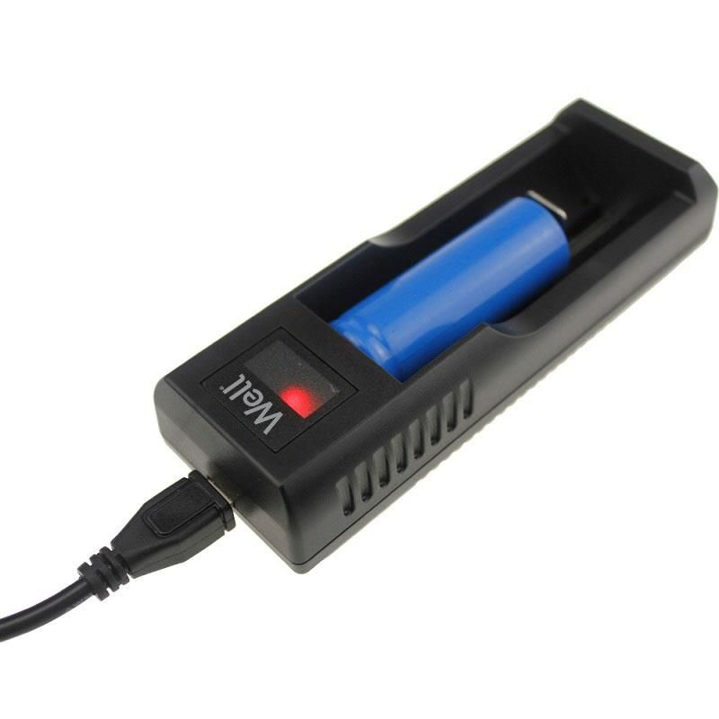Încărcător acumulatori litiu-ion 1 canal USB, compatibil 10400-26650, protecție și indicator LED [3]