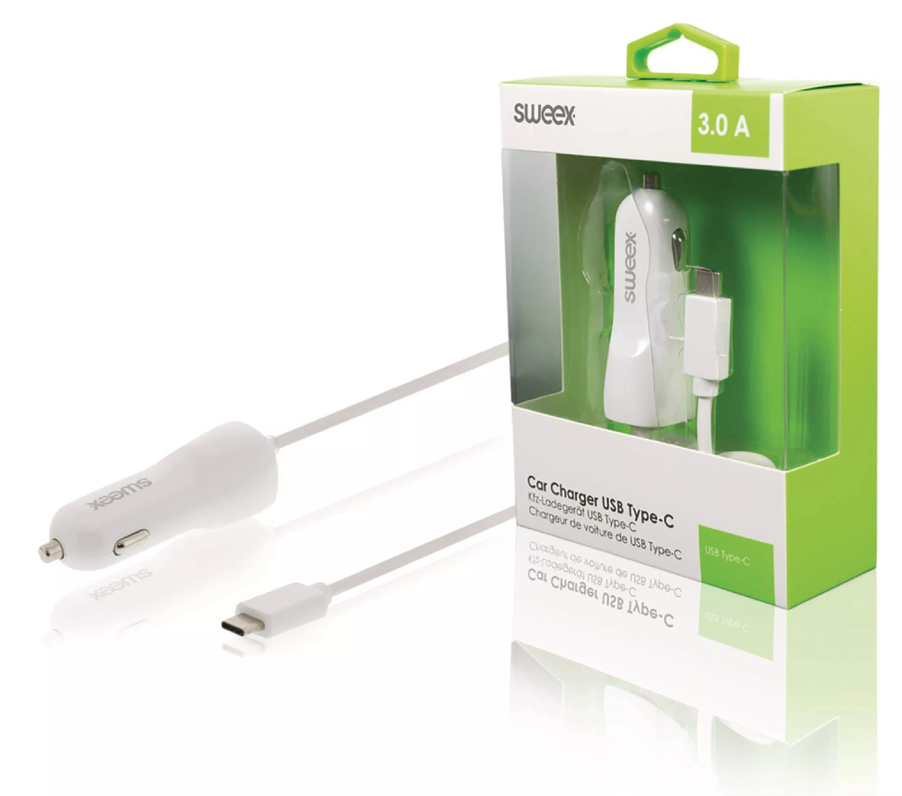 Încărcător auto 12-24V - USB Type C 3A alb Sweex [4]
