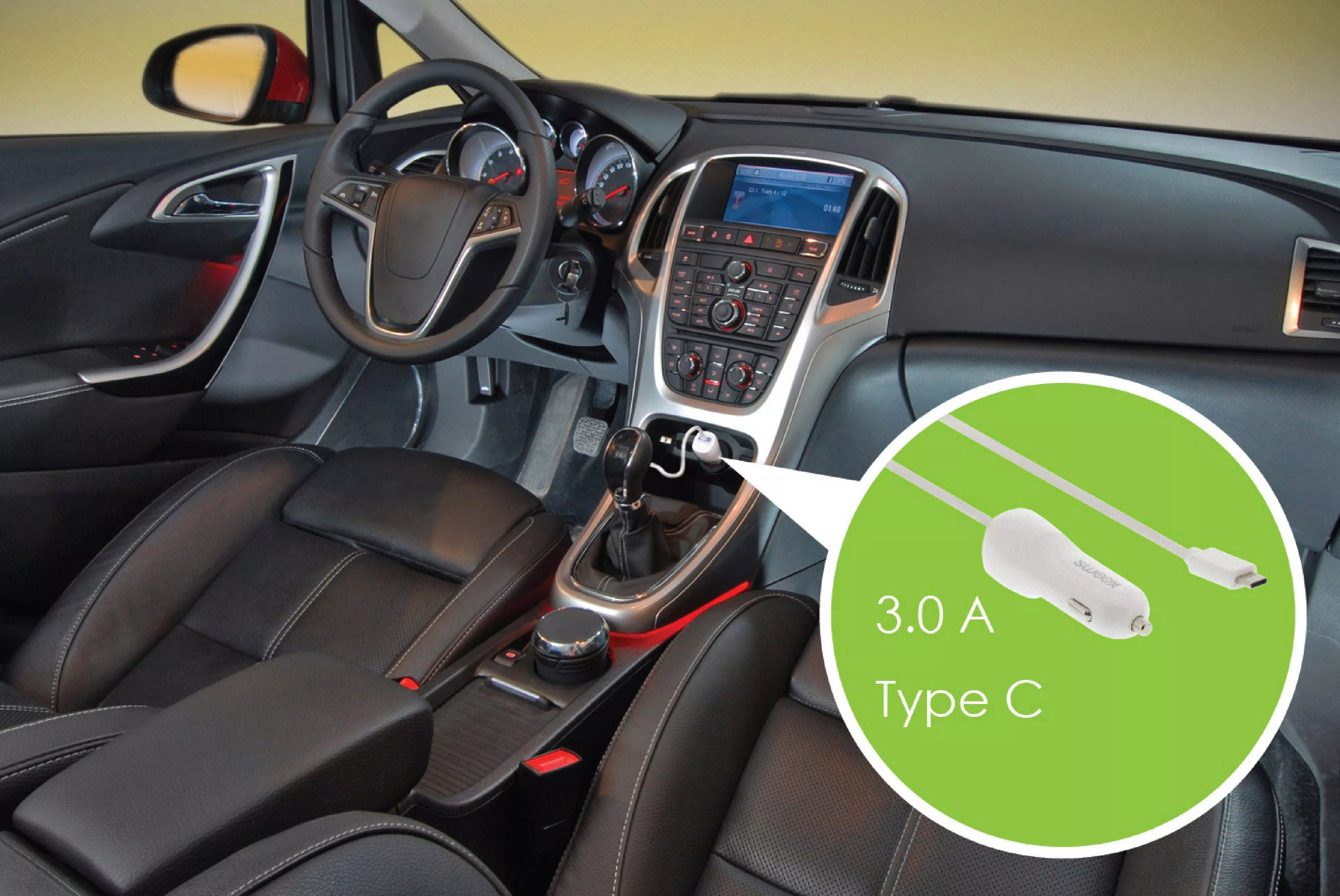 Încărcător auto 12-24V - USB Type C 3A alb Sweex [3]