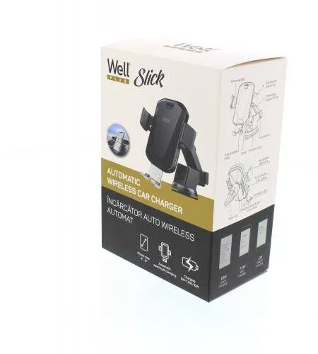 Incarcator auto wireless Slick Well 10W cu suport automat, compatibil Samsung și iPhone, încărcare rapidă și prindere 360° [5]