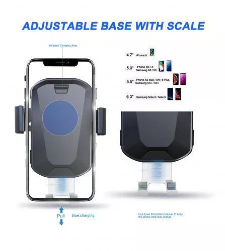 Incarcator auto wireless Slick Well 10W cu suport automat, compatibil Samsung și iPhone, încărcare rapidă și prindere 360° [2]
