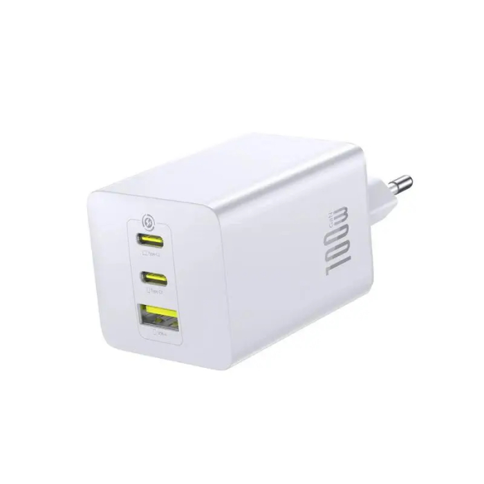 Încărcător rețea Baseus EnerFill FE11, 100W, 2x USB Type-C, 1x USB A, alb, Quick Charge 3.0, Euro CEE 7/16 [1]