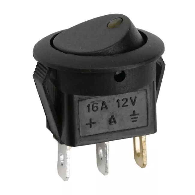 Interupator basculant 1 circuit 3 pini 12V 16A OFF-ON LED galben cu reținere - Accesoriu electronic de calitate [1]