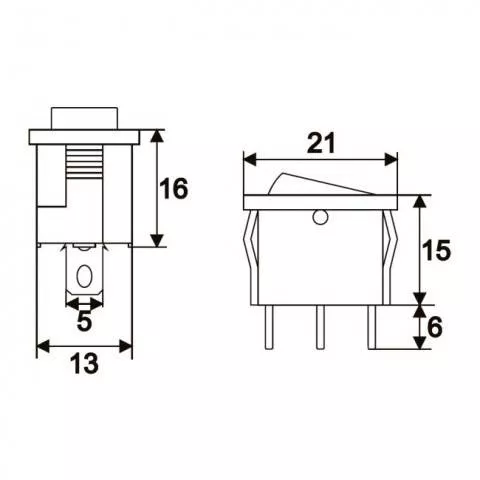 Intrerupator basculant 1 circuit 3 pini 6.5A 250V OFF-ON galben cu retinere – IoElectronice.ro [2]