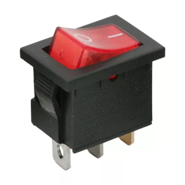 Interupator basculant 3 pini, 6.5A, OFF-ON, lumina roșie – Calitate și fiabilitate pentru proiecte electronice [1]