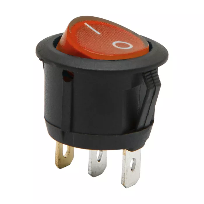 Interupator basculant 1 circuit 6A 250V ON-OFF cu marcaj I-O, 3 pini, lumină roșie [1]