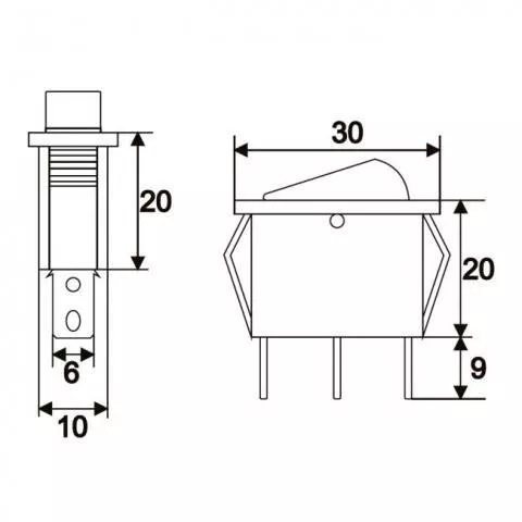 Interupator basculant 3 pini 10A 250V OFF-ON cu lumina roșie și retenție [2]