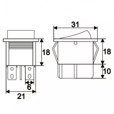 Întrerupător basculant galben 1 circuit, 4 pini, 16A 250V, OFF-ON, 21.7x28.5mm, lumină indicator [3]
