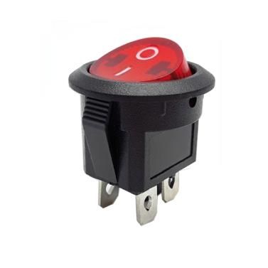 Intrerupator ON-OFF cu LED roșu, 4 pini, IP20, 6A 250V, montaj pe panou, dimensiuni 23x17mm, GBC 24.2340.72 [1]