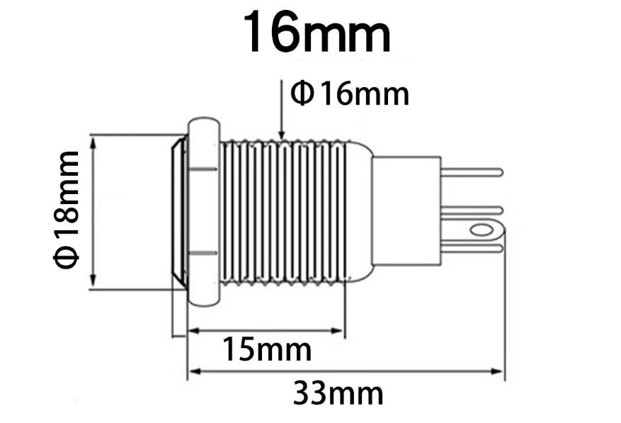 Intrerupator buton SW 2 ON-OFF metal 16mm, LED albastru, IP66, 12-24V, 4A, cu conector de împerechere [3]