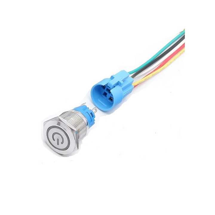 Întrerupător buton SW 3 OFF-(ON) fără reținere metal 19mm 12-24V LED albastru – IoElectronice.ro [2]