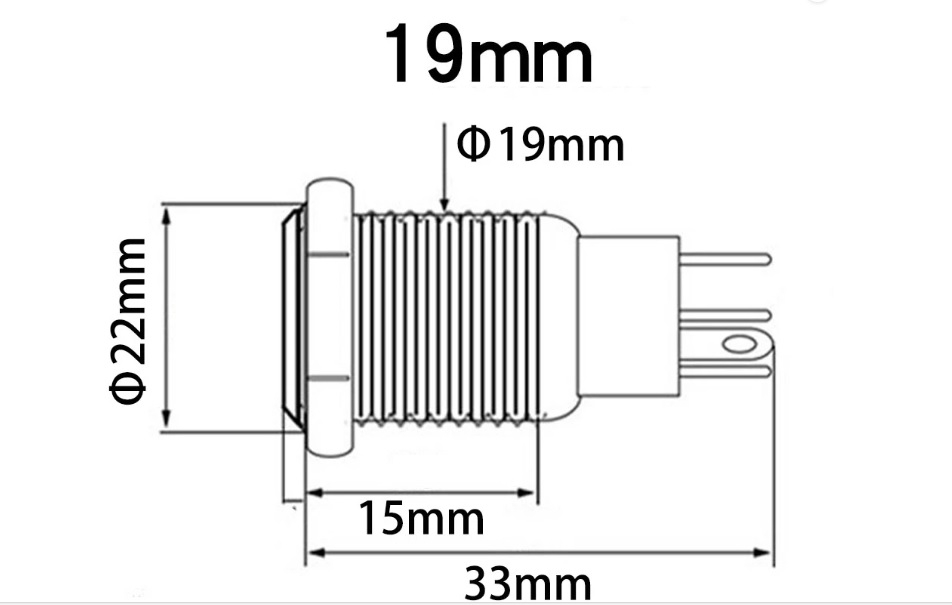 Intrerupator buton ON-OFF cu retinere metalic 19mm, LED albastru, IP66, 12-24V, 4A [4]