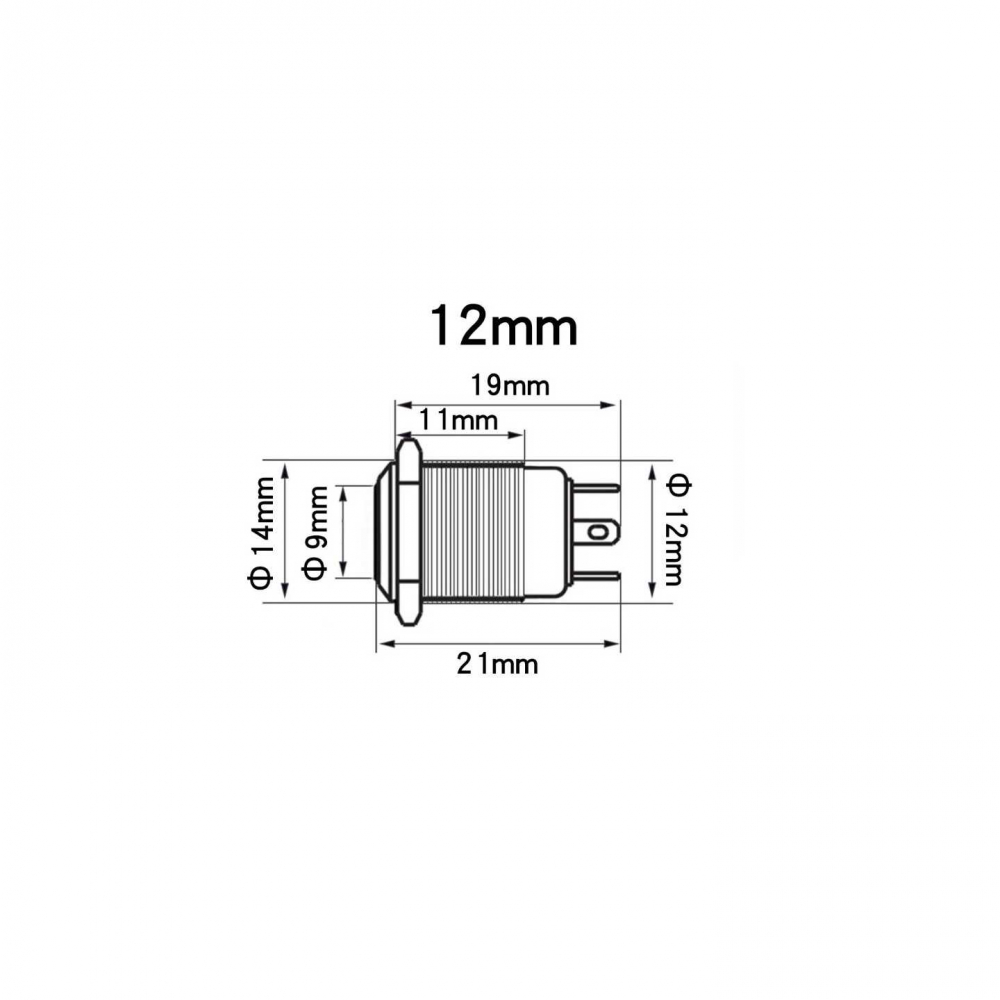 Intrerupator buton metal 12mm LED albastru, 12-24V, IP66, 4A, comutator momentan, fără reținere [2]