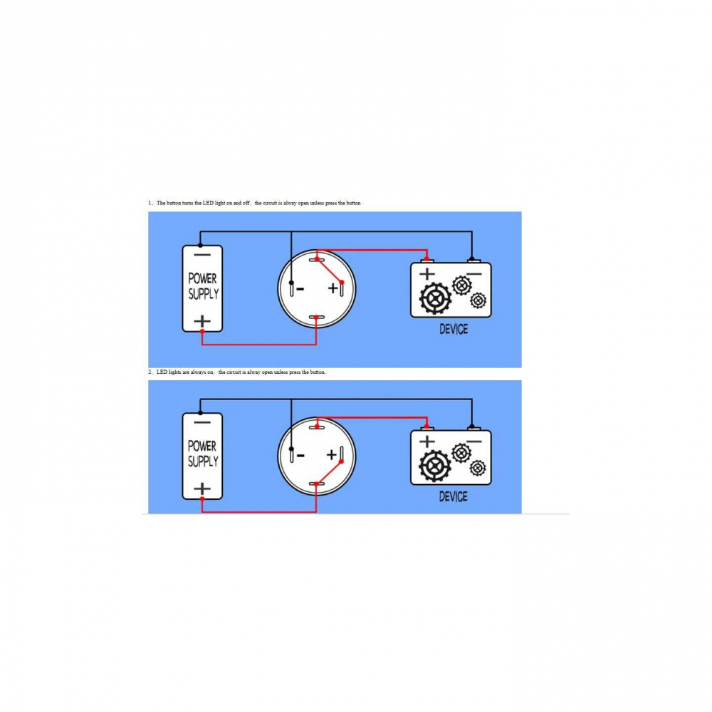 Intrerupator buton metal 12mm LED albastru, 12-24V, IP66, 4A, comutator momentan, fără reținere [3]