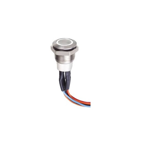 Intrerupator buton metal 12mm LED albastru, 12-24V, IP66, 4A, comutator momentan, fără reținere [1]