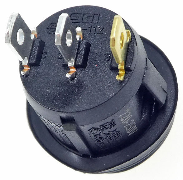 Intrerupator ROCKER SPST ON-OFF Verde, IP65, 10A/250VAC, Iluminat Neon, Carcasă Poliamidă, Montaj Ø20.2mm [2]