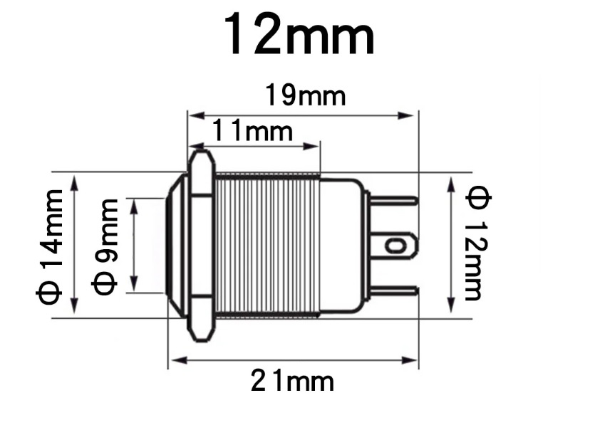 Întreupător buton ON-OFF 12mm 12-24V LED albastru [3]