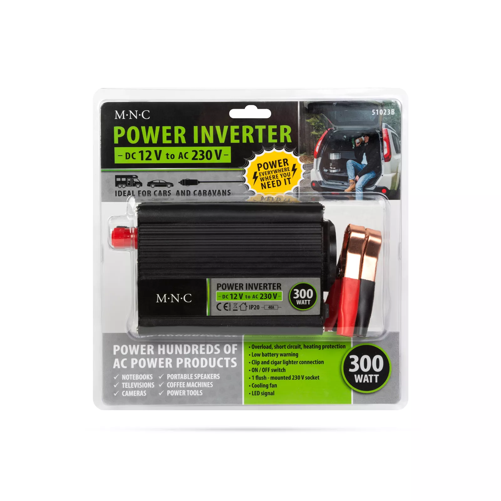 Invertor auto 12V/230V 300W cu protecție, priză 230V, ventilator, pentru mașină, rulote, ambarcațiuni [3]