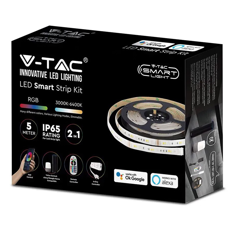 Kit Banda LED SMART RGB+WW+DW+CW 5M IP65, Telecomandă, Compatibil Alexa & Google Home [5]
