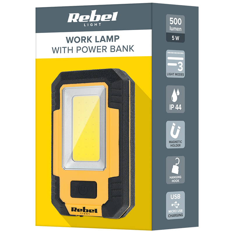 Lampa de Atelier LED COB 5W REBEL URZ0944 – Iluminare Puternică, Stand Pliabil și Funcție Power Bank [4]