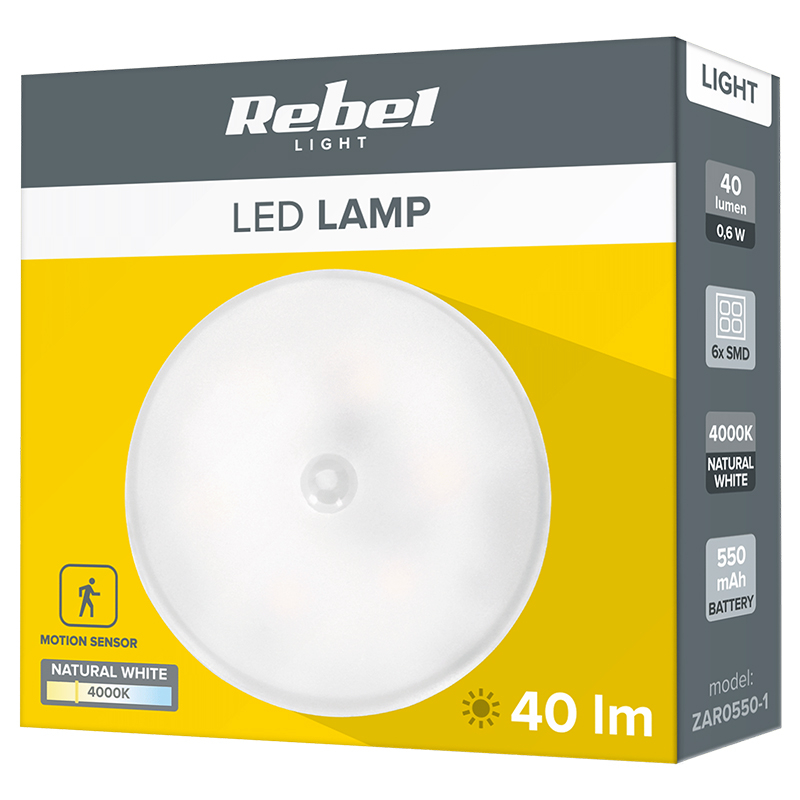 Lampa 6xLED SMD 0.6W 40lm 4000K alb neutru cu magnet senzor de mișcare și acumulator ZAR0550-1 [8]
