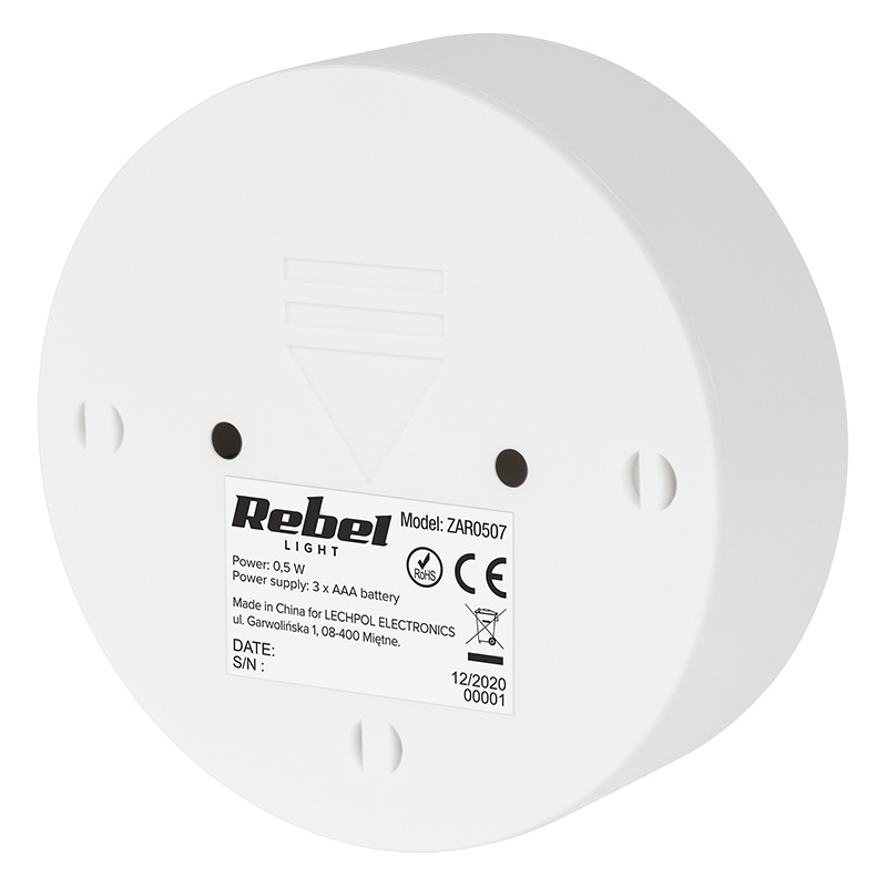 Lampa veghe cu senzor de mișcare 0.5W 6500K alb rece 19lm 3x AAA Rebel ZAR0507 [3]