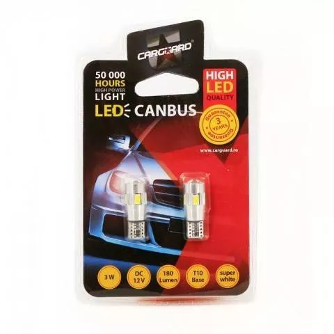 LED de Poziție Canbus T10 12V 3W 180lm 6000K set 2buc CAN120 Carguard – IoElectronice.ro [1]
