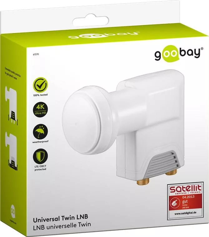 LNB universal cu 2 ieșiri 0.1dB Goobay – Calitate superioară pentru recepție digitală DVB-S2 [5]