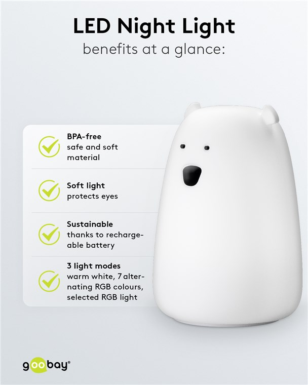 Lumina de noapte cu LED Ursul polar 7 culori 3 moduri lumina cu acumulator Goobay 61647 – IoElectronice.ro [9]