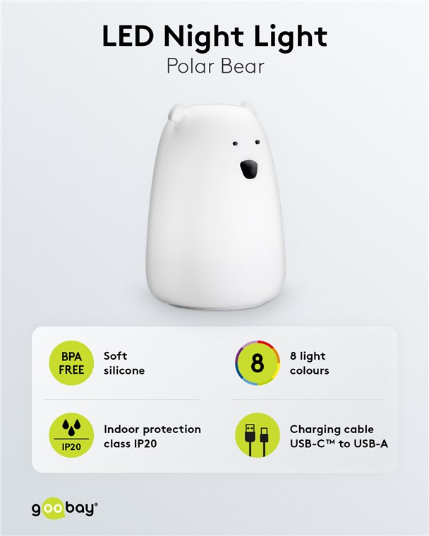 Lumina de noapte cu LED Ursul polar 7 culori 3 moduri lumina cu acumulator Goobay 61647 – IoElectronice.ro [5]