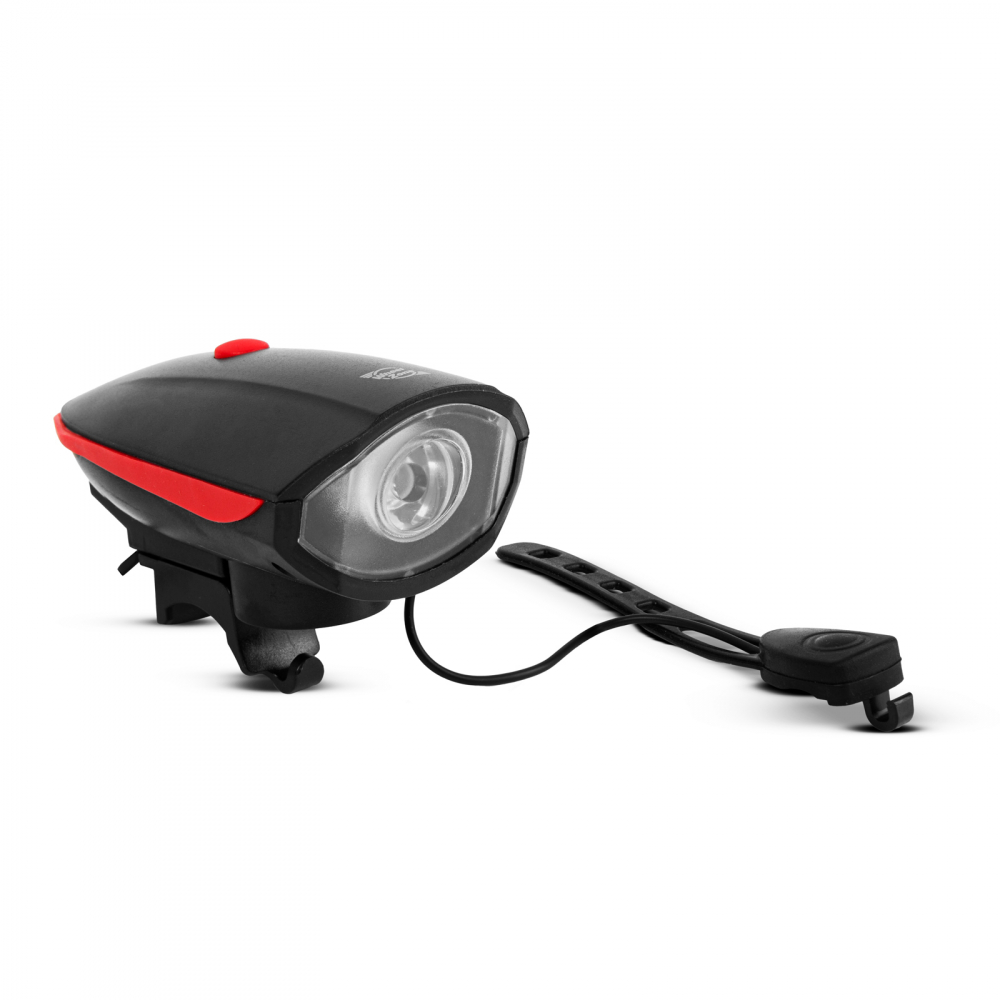Lumina pentru bicicletă cu claxon electric LED XPE, IP55, 450lm, acumulator Li-ion, montare rapidă, sigură și rezistentă [1]