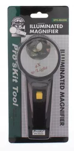 Lupa cu Lampa LED ProsKit, 4X mărire, lentilă sticlă, alimentare cu 2 baterii AA [1]