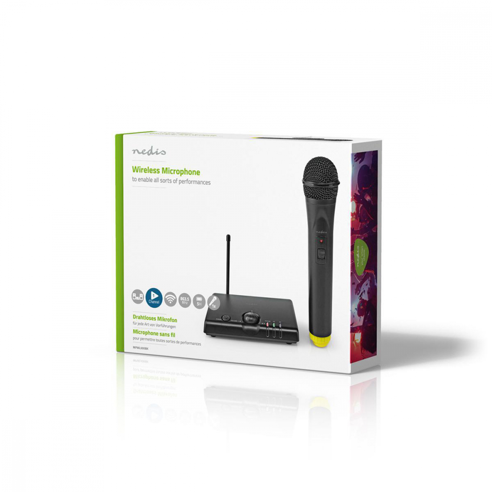 Microfon wireless Nedis cu autonomie de 5 ore, canal unic, ideal pentru spectacole și prezentări negru [6]