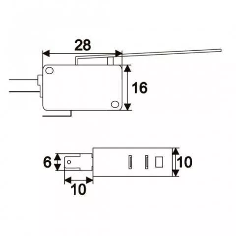 Microîntrerupător 1 circuit 16(4)A-250V ON-(OFF) cu lamelă 55mm 28x16x10mm – IoElectronice.ro [2]