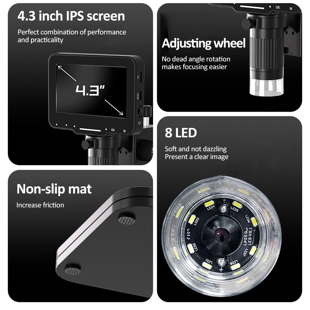 Microscop Digital 02-BX cu Ecran IPS 4.3" și Zoom 1000X pentru Bijuterii, Insecte, Circuite, HD Video, USB și HDMI [11]