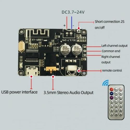 Modul Bluetooth 3.0 cu Jack 3.5mm, Alimentare USB, Telecomandă, Compatibil Stereo, Performanță Superioară [2]
