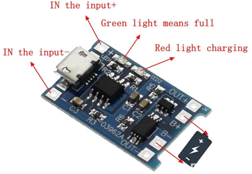 Modul de Încărcare 18650 cu Micro USB, Curent 1A, Tensiune 4.2V, Dimensiuni 2.8x1.6cm [2]