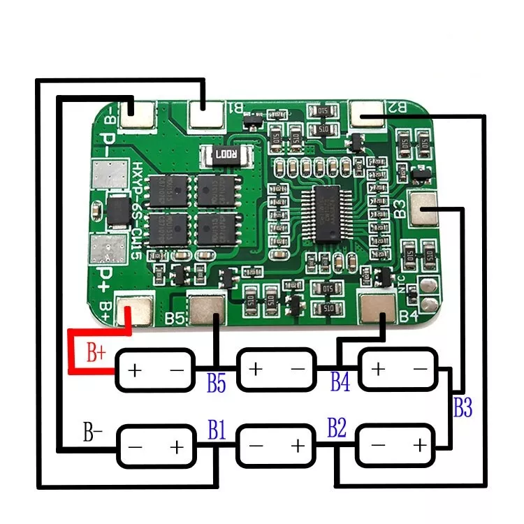 Modul de Protecție pentru 6x 18650 BMS 20A, Siguranță Încărcare/Descărcare, Tensiune 22.2V-25.2V [2]