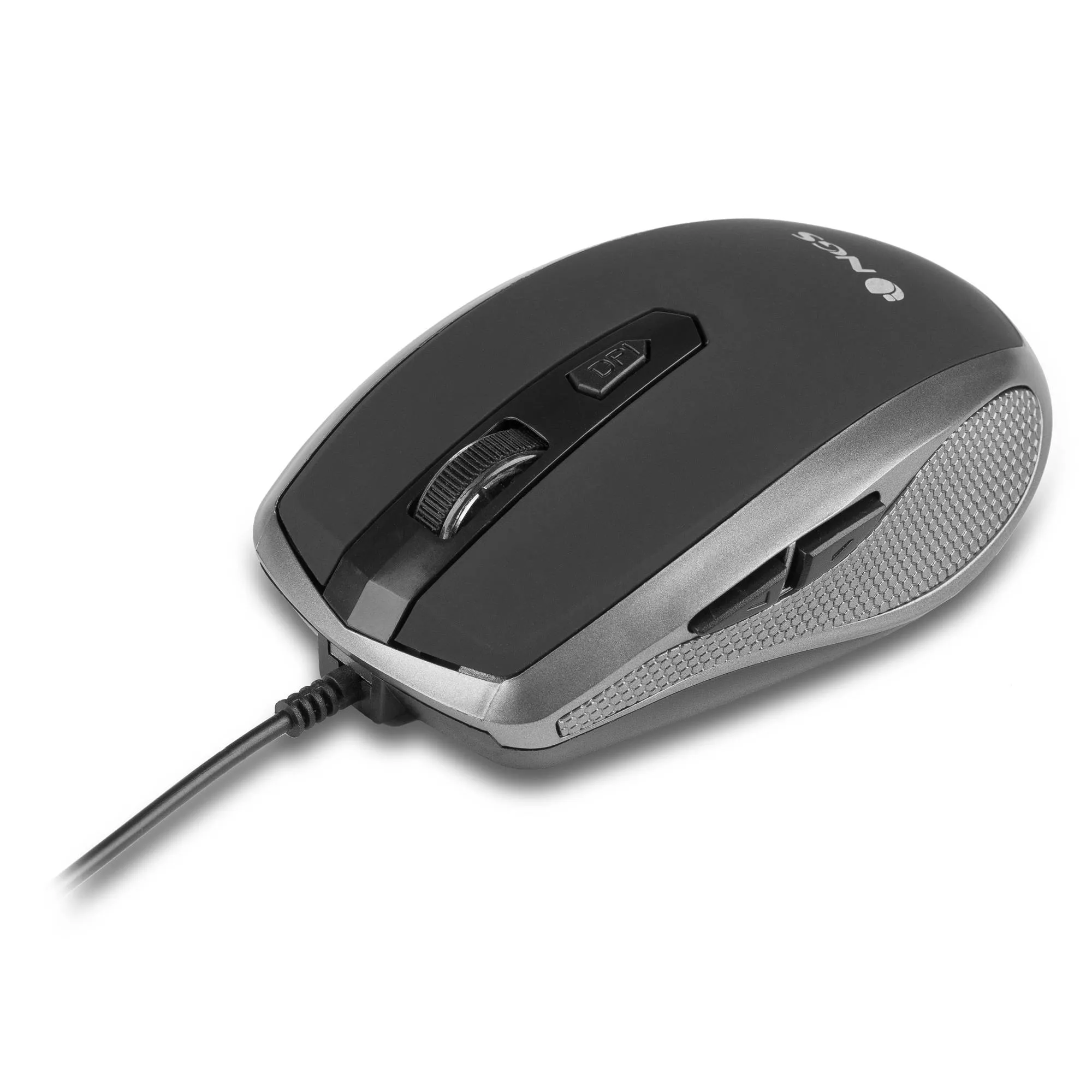 Mouse optic USB 800/1600dpi argintiu NGS – ergonomic, 6 butoane, control thumb, pentru mâna dreaptă [1]