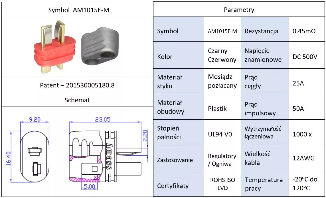 Mufa alimentare DC tata PIN 2 pe cablu lipite 25A AMASS AM-1015 - IoElectronice.ro [2]