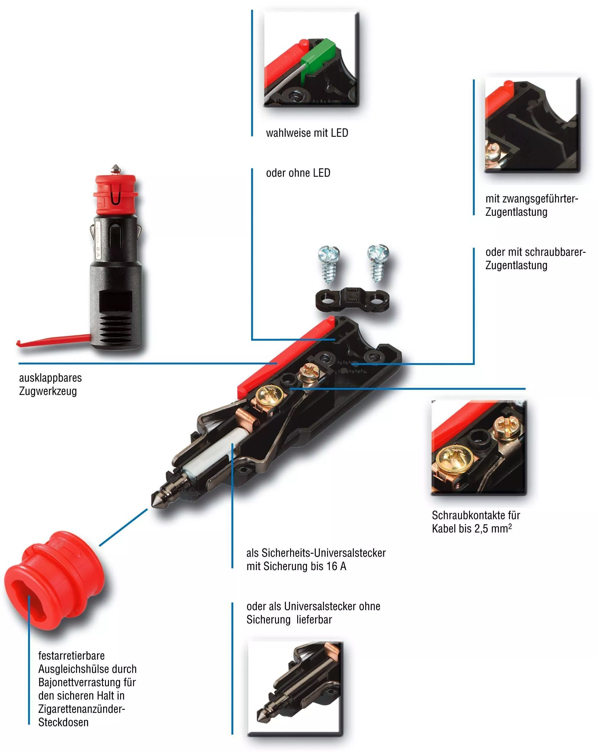 Mufa bricheta auto 16A 12V/24V terminale cu șurub și cu siguranță Pro Car 67722010 – IoElectronice.ro [2]