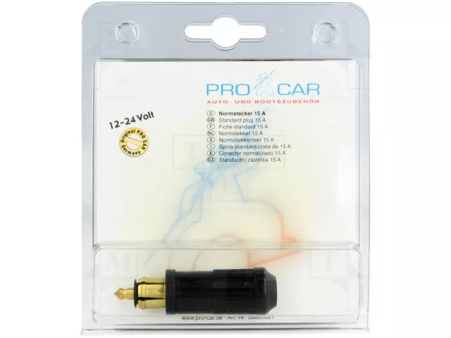 Mufa brichetă auto PRO CAR mini cu siguranță 15A, 12-24V, borne cu șurub, standard DIN EN ISO 4165 [2]