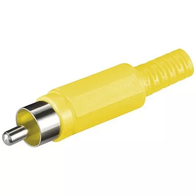 Mufa RCA Tata cu Protecție Cablă, Plastic Galben, Pentru Hobby și Amatori, Marcaj CE [1]