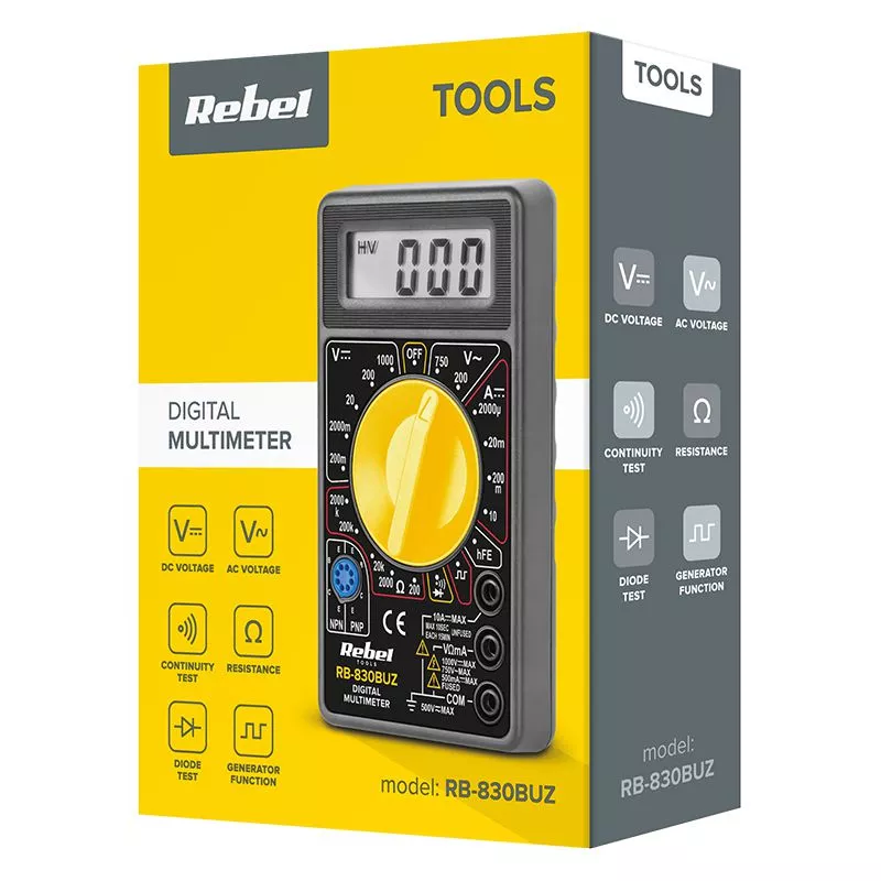 Multimetru Universal cu Buzzer RB-830BUZ REBEL – Precizie, Funcții Multiple și Design Compact [3]