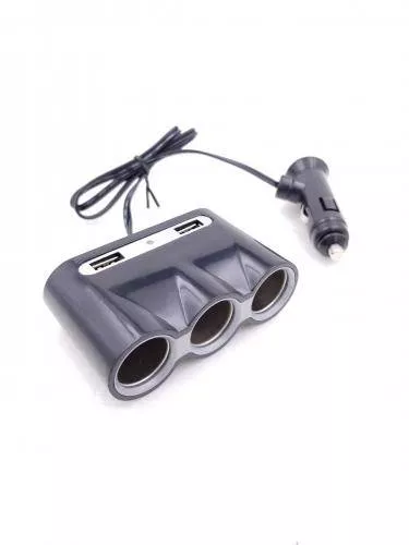 Multiplicator brichetă auto cu 3 ieșiri și 2x USB 5V 3A – Putere 60W, cablu 0.60m, material anticoroziv [1]