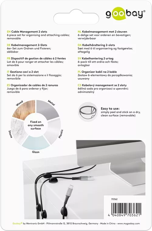 Organizatoare cabluri 6buc cu 2 sloturi negru Goobay – IoElectronice.ro [10]